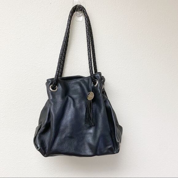 FURLA Drawstring Leather Hobo Black Bag - Picture 1 of 9